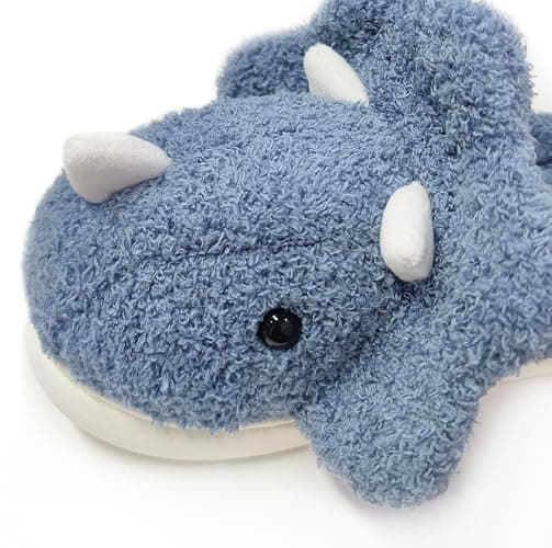 Avilego Unisex Dinosaur Plush House Slippers - Soft Indoor & Outdoor Fuzzy Winter Slippers thumbnail 4