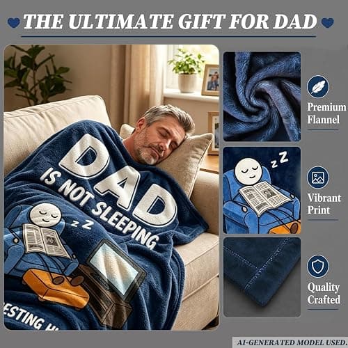 Ao Yee ZGL Fun Father Resting Flannel Blanket,Novelty Dad Gifts from Son | Flannel Material,Size: 50 x 60 in,Funny Dad Gifts on Father's Day Christmas,Suitable for Use During Afternoon Naps thumbnail 2