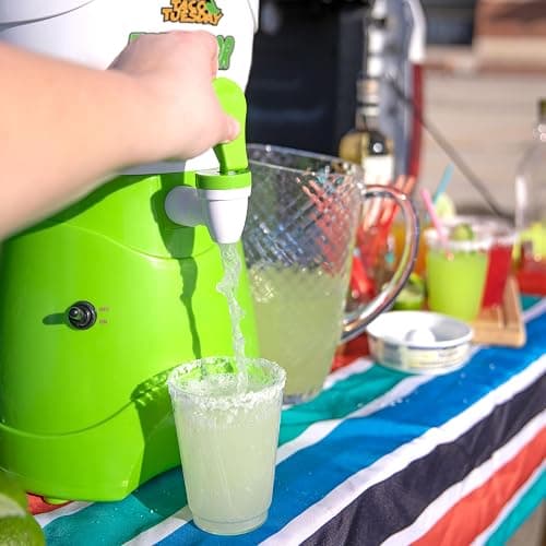 Nostalgia Taco Tuesday Tailgator Margarita Machine - Blender for Smoothies, Margaritas, Daiquiris, and Slushies - White/Lime Green - 128-Ounce - 10" D x 12" W x 9" H - Taco Tuesday Tailgator thumbnail 2