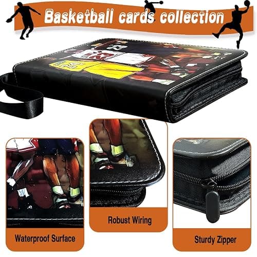 Basketball Card Binder, Trading Card Binder 9 Pocket with 50 Removable Sleeves Fits 900 Sport Cards, 3 Ring Card Holder Binder with Zipper, Collector Storage Album thumbnail 3