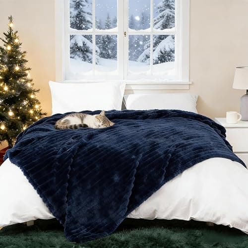 HIMEET Soft Navy Blue Twin Blanket for Bed - 300GSM Cozy Fleece Blanket for Men, Small Lightweight Bed Blankets Graduation Birthday Gifts for Her Him, Home School Dorm Decor, Navy Blue, 60x80 Inches thumbnail 7
