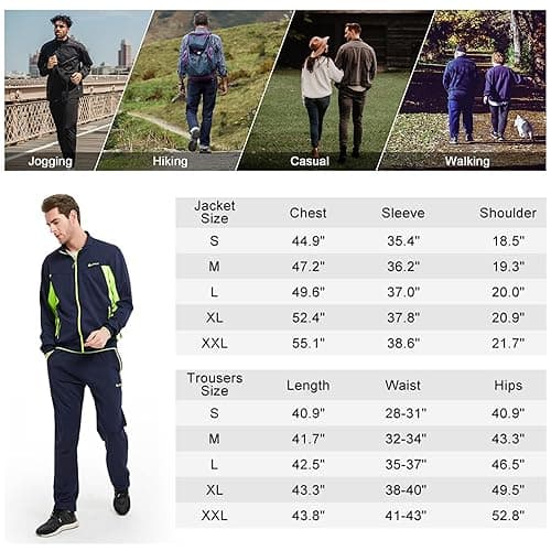 Rdruko Mens Tracksuit Set Hooded Jacket Sweatsuits Jogging Tops Full Zip Joggers Sports Sweatsuit with 2 Pockets thumbnail 8