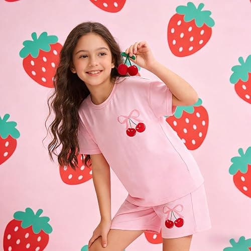 Zylvae Kid Girl 6-11 Years Summer 2-Piece Outfit Set - Daisy/Bow Print Top & Patterned Shorts Clothing Set thumbnail 4