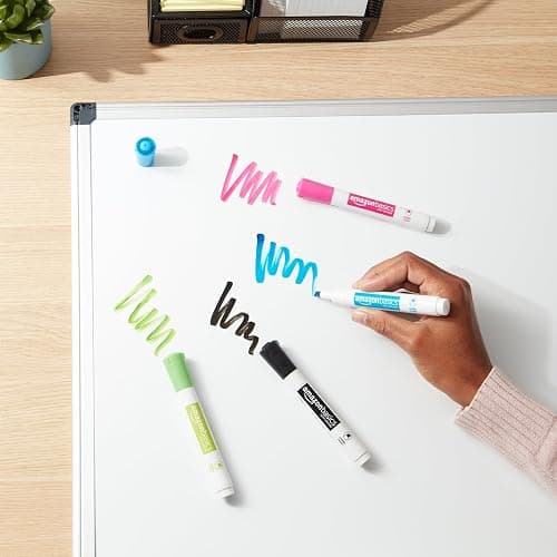 Amazon Basics Dry Erase Markers For Whiteboards, Chisel Tip, Low-Odor, Assorted Colors, Pack of 12 thumbnail 9