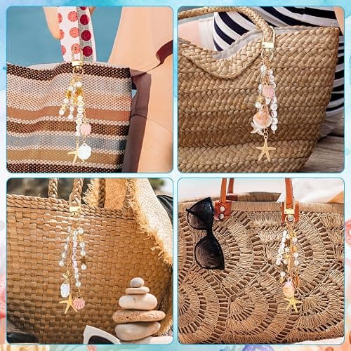 Cunno 776 Pcs Seashell Keychain Making Kit Ocean DIY Craft Key Chain Starfish Pearl Seahorse Letter Name Beads with Keychain Clip and Tool Accessories for Backpacks Purse Tote Bag Crafts DIY Supplies thumbnail 6