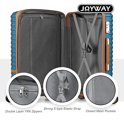 Joyway Carry On Luggage 20 Inch Expandable Suitcase with Spinner Wheel, 4 Piece Hard Shell Luggage Set with TSA Lock(Blue brown) thumbnail 7
