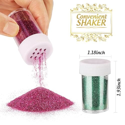 LEOBRO Glitter, 18 Pack Fine Glitter, Craft Glitter Powder Shake Jar, Multi Assorted Set Extra Fine Glitter for Resin Art Crafts Tumbler Scrapbook Jewelry Making, Body Face Hair Glitter, 15g/ Bottle, thumbnail 3