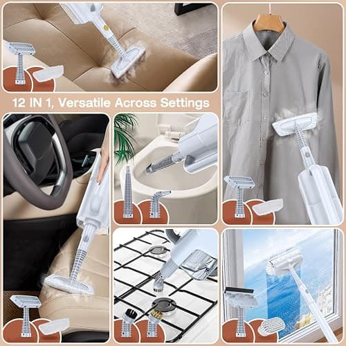ScrubWiz Steam Mop with Detachable Handheld Steam Cleaner, 10-in-1 Multi Accessories, Quick 10s Heat, 350ml and 2-Level Steamer for Cleaning Floor, Carpet, BBQ Grill, Tile, and Grout, Light White thumbnail 3
