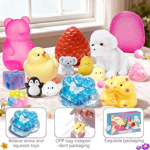 15Pcs Taba Squishies Kit, Squishies Fidget Toys, Including Strawberry, Cat Paw, Hamster Toy, Stress Relief Toys Party Favors for Kids 4-8 8-12, Sensory Toys Birthday Easter Gifts thumbnail 5