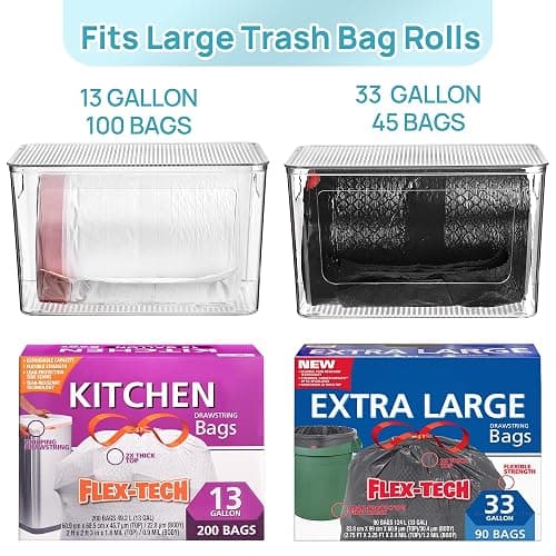 Vtopmart 2 Pack Trash Bag Holder, Stackable Garbage Bag Dispenser for 13/30/33 Gallon Bags, Clear Organizer Bins for Under Kitchen Sink, Laundry Room Organization and Storage thumbnail 3