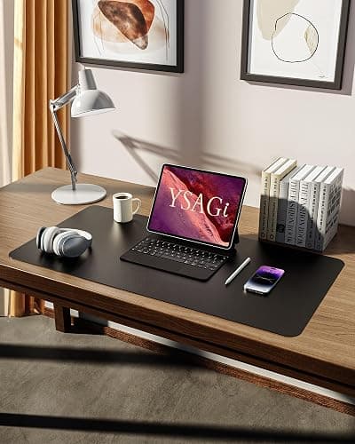 YSAGi Leather Desk Protector, Office Mat, Large Mouse Mat, Non-Slip PU Leather Blotter, Laptop Desk Mat, Waterproof Writing Pad for Office and Home (Black, 31.5" x 15.8") thumbnail 2