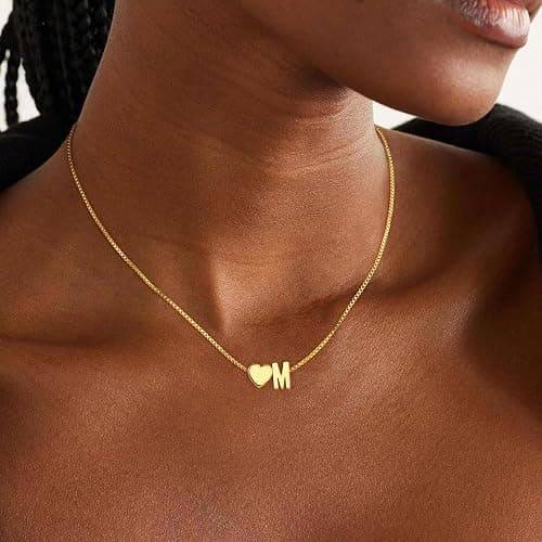 Eaciy Christmas Gifts for Grandkids Teens Girls, 18K Gold Plated Letter A-Z Heart Initial Necklaces for Women Teen Girl Trendy Stuff Birthday Gifts Stocking Stuffers for Teen Girls Women Jewelry thumbnail 4