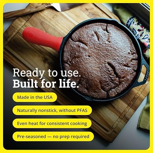 Lodge Seasoned Cast Iron Skillet - Quality Frying Pan for the Stove, Oven, Grill & Campfire - Includes Silicone Hot Handle Holder - Non-Toxic, Nonstick & Long-Lasting - 12 Inches thumbnail 4