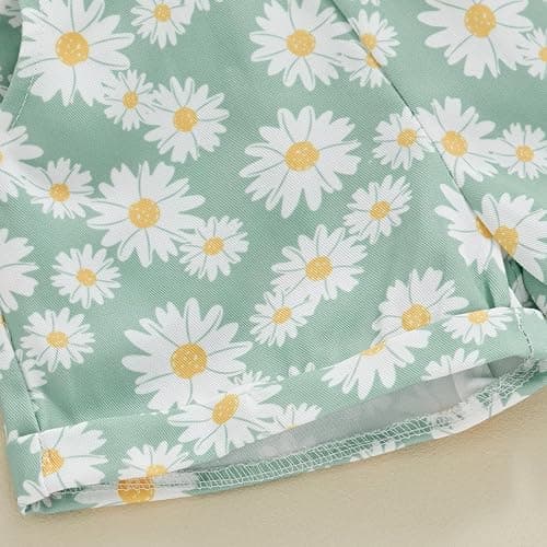 Ayalinggo Toddler Baby Girl Sunflower Print Overalls Shorts with Pocket Suspender Trousers Cute Summer Clothing Outfit thumbnail 6