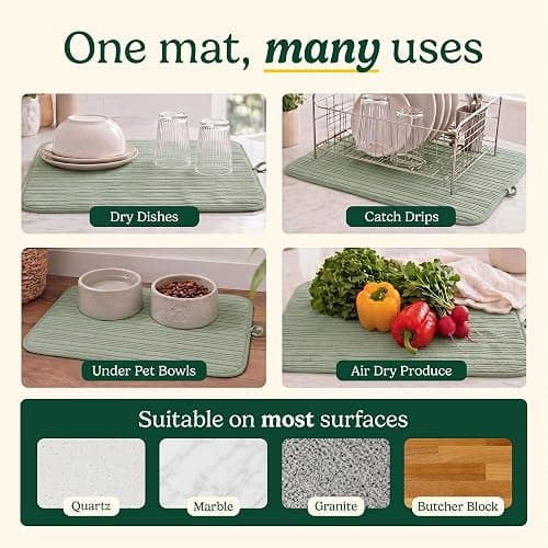 Cuisinart Dish Drying Mat for Kitchen Counter, 2-Pack XL 18"x24" | Ultra absorbent, quick-dry microfiber, machine washable countertop pad, safe for granite and quartz, ideal for large loads thumbnail 7