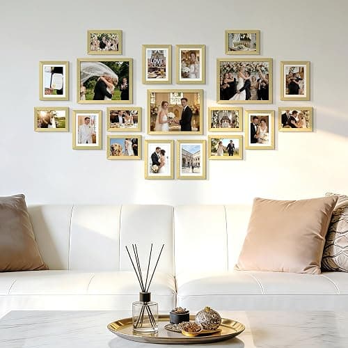 upsimples Picture Frames set of 19, Including 8x10, 5x7, 4x6 Gold Frame | Multi Picture Frames Collage Wall Decor, Gallery Wall Frame Set, Gift For Christmas, Mothers' day, Wedding, Dorm, Living Room thumbnail 2