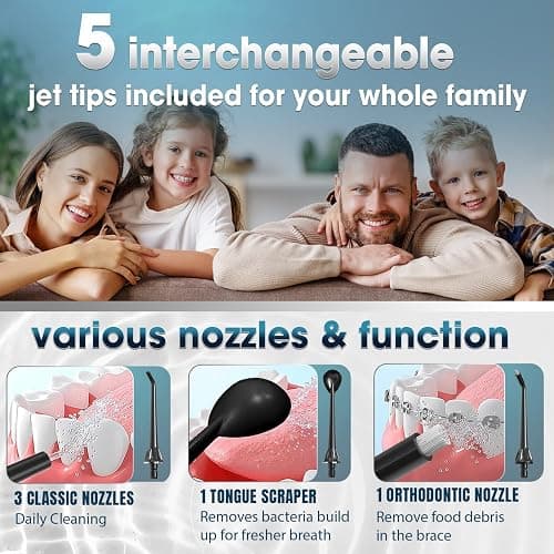 Nicwell Water Dental Flosser Teeth Pick - Cordless Portable 4 Modes Rechargeable Flossers Oral Irrigator IPX7 Waterproof Travel Gum Floss Cleaner Deep Cleaning Flossing Picks for Home Daily Shower thumbnail 6