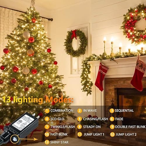 Extra-Long 300LED Christmas Lights Outdoor Indoor, Upgraded Warm White String Lights for Bedroom, Waterproof 13 Modes Plug in Twinkle Fairy String Lights for Home Party Wedding Garden (Warm White) thumbnail 2