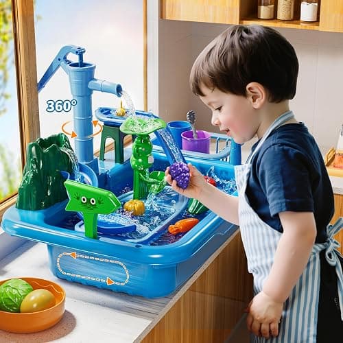KIZONLY Water Table for Toddlers 1-3- Kids Play Sink with Pump and Running Water, Water Table for Kids Ages 4-8 with Fishing Games, Summer Outside Sensory Gift Toys for Boys and Girls 2 3 4 5 6 7 8 thumbnail 2