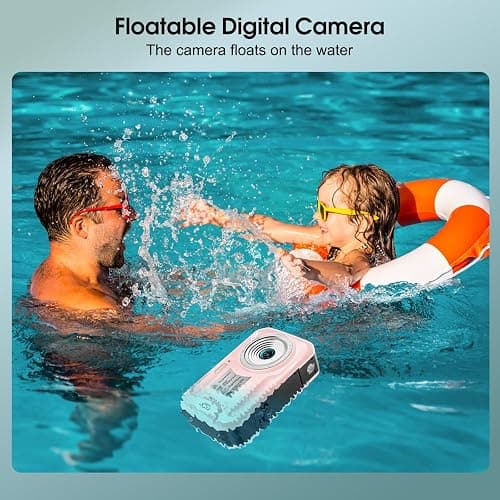 4K Underwater Camera, 64MP 16FT Waterproof Digital Camera with 16GB Card, Autofocus Floatable Waterproof Camera with IPS HD Screen, 16X Digital Zoom, Fill Light, for Surfing,Snorkeling,Swimming,Pink thumbnail 3