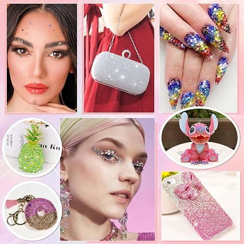 Audab Multicolor 4mm AB Rhinestone Kit with 16000pcs, 4pcs B7000 Jewelry Glue, Tools for Crafting, Graduation Cap, Jewelry, Shoes & Nails thumbnail 7
