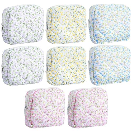 Douaowoc 8 Pack Mini Quilted Makeup Bag Bulk, Small Quilted Makeup Bags - Image 1