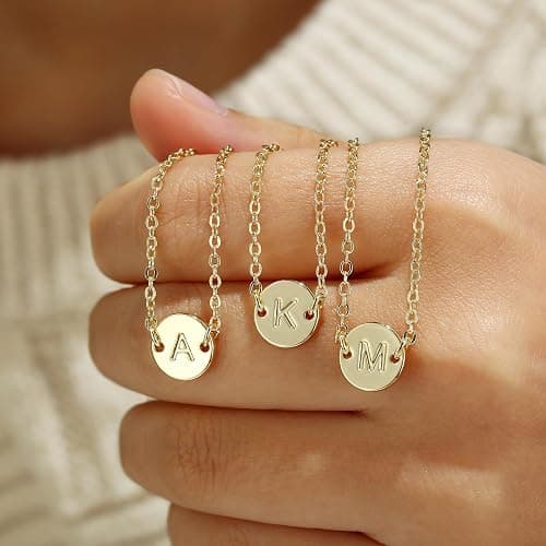 MONOZO Gold Bracelets for Women Christmas Gifts - Dainty 18K Gold Plated Disc Monogram Letter A-Z Initial Bracelets for Women Trendy Personalized Letter Bracelet Birthday Christmas Gifts for Her thumbnail 7