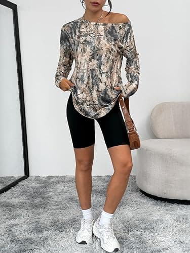 Trendy Queen Womens Off The Shoulder Tops Oversized Tshirts Long Sleeve 2026 Casual Basic Tees thumbnail 5