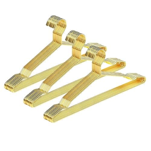 SPECILITE Metal Wire Clothes Hangers Bulk 30 Pack with Notches for Standard Size Coats, Shirts, Suits, Pants, Heavy Duty, Space-Saving, Gold thumbnail 8