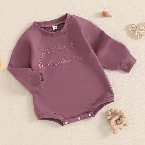 VISGOGO Newborn Baby Girl Boy Bubble Romper 3 6 9 12 18M Onesie Sweatshirt Long Sleeve Oversized Fall One-Piece Bodysuit thumbnail 3