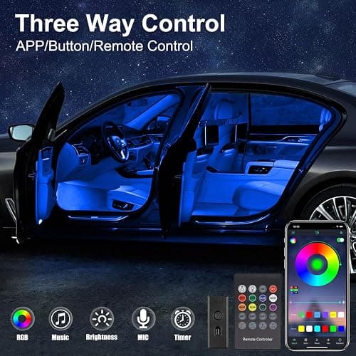 Interior Car LED Strip Lights with Wireless APP & Remote Control, RGB 2 in 1 Car Ambient Lighting Kit with 158 Inches Fiber Optic, Inside Neon Dash Strip with Music Mode thumbnail 4