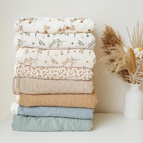 Konssy Baby Blankets for Unisex Boys Girls, Super Soft Nursery Minky Blankets with Muslin Cotton Front and Dotted Fleece Backing, Printed Bed Throws Newborn thumbnail 6