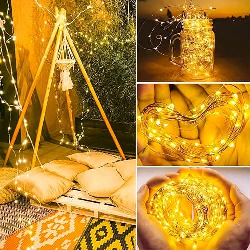 SINAMER 6 Pack Fairy Lights Battery Operated String Lights, 7ft 20 Led Mini Lights, Waterproof Silver Wire Starry for Mason Jars DIY Wedding Party Bedroom Christmas (Warm White) thumbnail 8