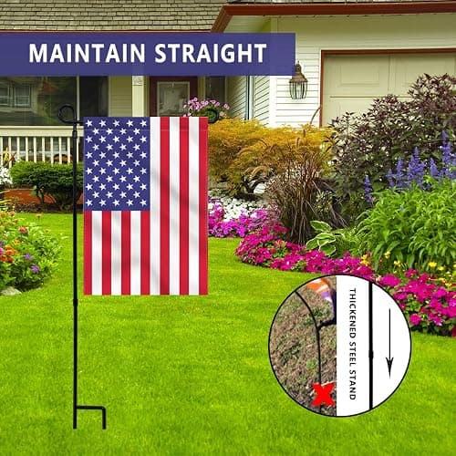 PHITRIC Garden Flag Holder Stand, Premium Powder-Coated Yard Flag Pole, Weather-Proof Black Metal Flagpole for Winter Garden Flag, Christmas Garden Flag, American Flag, Outdoor Garden Decor Decoration thumbnail 4