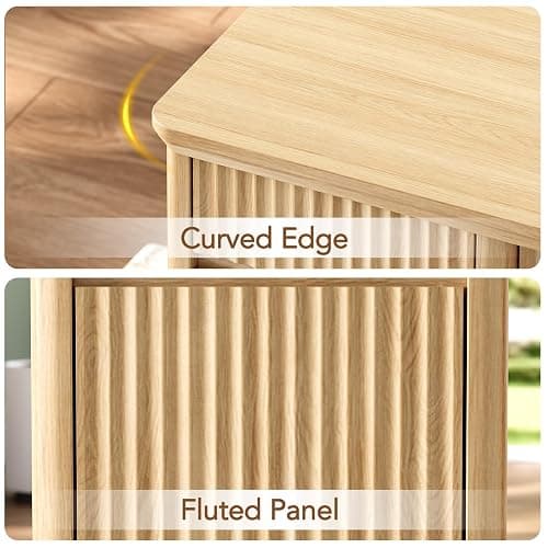 OneBlis 55" Fluted Executive Desk with Drawers & Charging Station, Large Wood Computer Desk with File Drawer and Storage Cabinet, Modern Home Office Desk with Power Outlets, Oak Wood thumbnail 6