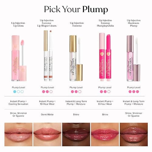 Too Faced Lip Injection Lip Plumper | Hydrating Lip Gloss for Fuller-Looking Lips | Original, Maximum Plump, Cooling Gloss & Plumping Click Formulas thumbnail 8