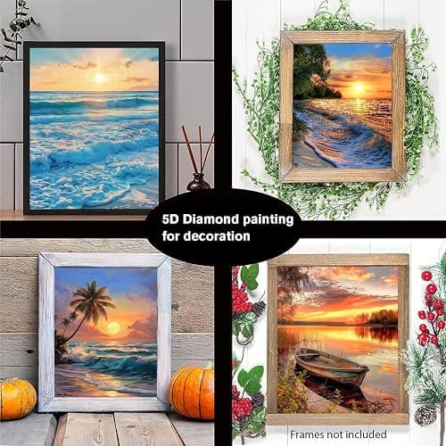 CreateJoy 12 Pack 5D Diamond Art Kits for Adults - Beach Diamond Art DIY Paint with Round Full Drill Diamond dots for Beginners, Gem Paintings for 12X16 Inch Home Wall Decor thumbnail 4