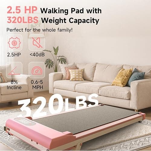 Walking Pad Treadmill with Handle Bar, Walking Pad with Incline 8%, 2.5HP Quiet Under Desk 330 lbs 2 in 1Treadmills for Home and Office Jogging Running Machine, Remote Control and LED Display thumbnail 8