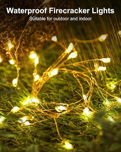 Fairy Lights Battery Operated, 60 LED Fairy String Lights Waterproof Silver Wire 5 Feet Firecracker Starry Light for DIY Wreath Home Wedding Party Bedroom Mason Jar Holiday Christmas Decorations thumbnail 4
