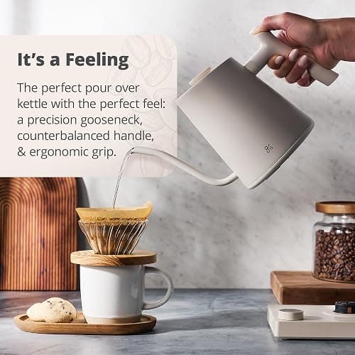 Greater Goods Electric Gooseneck Kettle, 1200W Stainless Steel with Precision Temperature Control, Fast Boil, BPA-Free, Ideal for Pour Over Coffee and Tea,1L (Birch) thumbnail 6