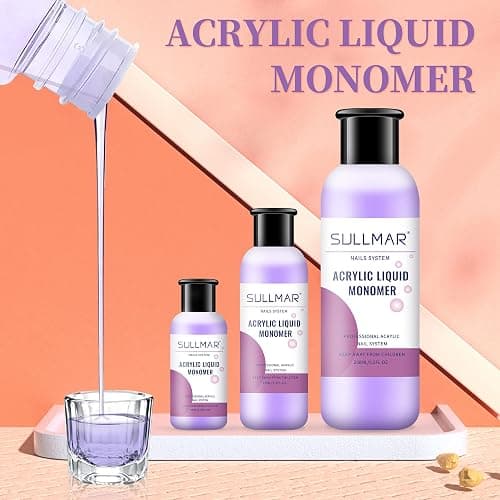 SULLMAR Acrylic Monomer Liquid Monomer Acrylic Nail Liquid 5fl.oz Nail Acrylic Liquid Nail Tips For Acrylic Nails Professional Nail Monomer Liquid Odorless Monomer 2.5fl.oz/75mlx2pcs thumbnail 3