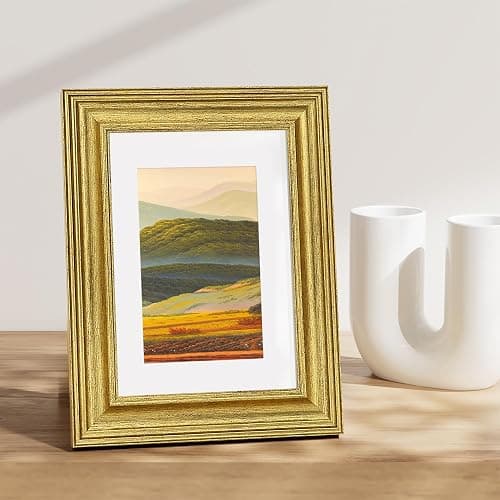 Vittanly 5x7 Picture Frames Set of 2, Ornate Vintage Photo Frame for Wall or Tabletop, Display 4x6 Pictures with Mat or 5x7 without Mat, Rustic Gold thumbnail 6