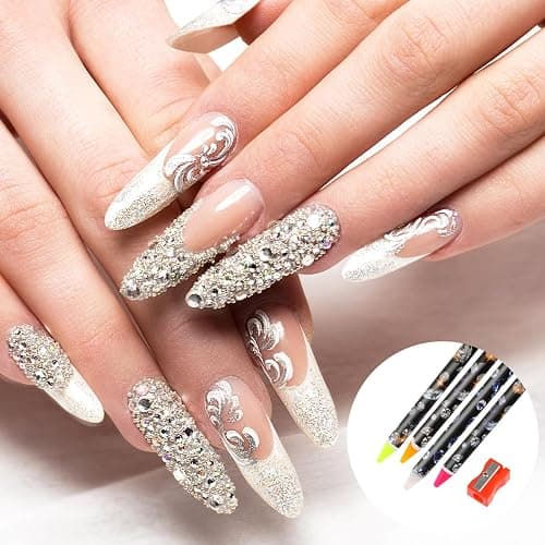 Hariendny 4 Pack Rhinestone Picker Tool Adhesive Resin Picker Pencil Nail Point Drill Pen Dotting Wax Pencil Gem Pick up Tools for Nail Art DIY with Pencil Sharpener thumbnail 4
