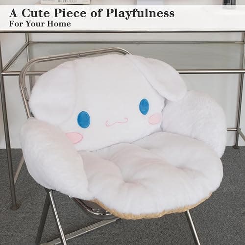 Juju White Kawaii Cushion - Kawaii Room Decor - Seat Cushions for Office Chairs - Office Chair Cushions - Car Seat Cushion - Gaming Room Decor - Gaming Desk Accessories Floor Pillow (White) thumbnail 6