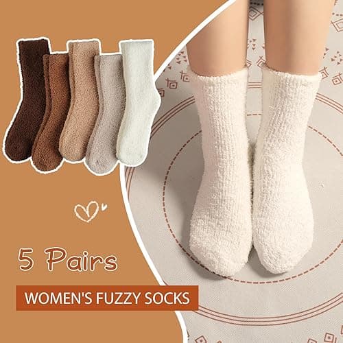 floconssy Fuzzy Socks for Women Gifts, Fluffy Cozy Plush Soft Slipper Socks for Fall Winter Christmas Warm Sleeping Home 5/6 Pairs thumbnail 6