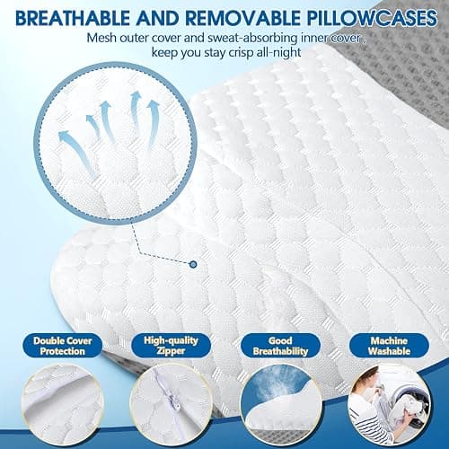 CHxxy Memory Foam Pillow, Cervical Pillow for Neck and Shoulder Pain Relief, Ergonomic Contour Bed Pillow, Soft for Side Sleep Stomach Sleeping and Back Sleeper thumbnail 5
