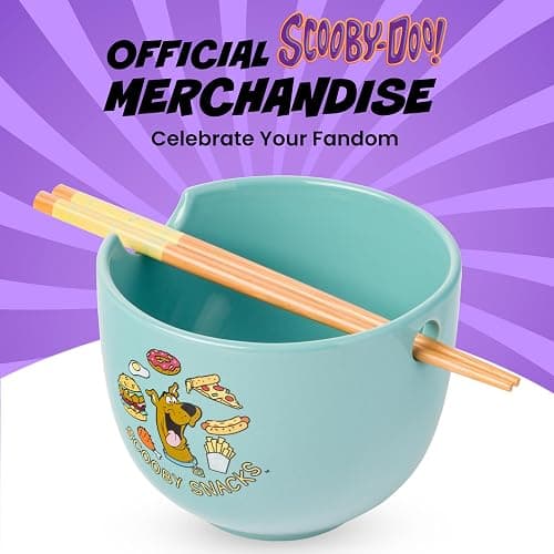 Silver Buffalo Scooby-Doo Scooby Snacks Ceramic Ramen Noodle Rice Bowl with Chopsticks, Microwave Safe, 20 Ounces thumbnail 7