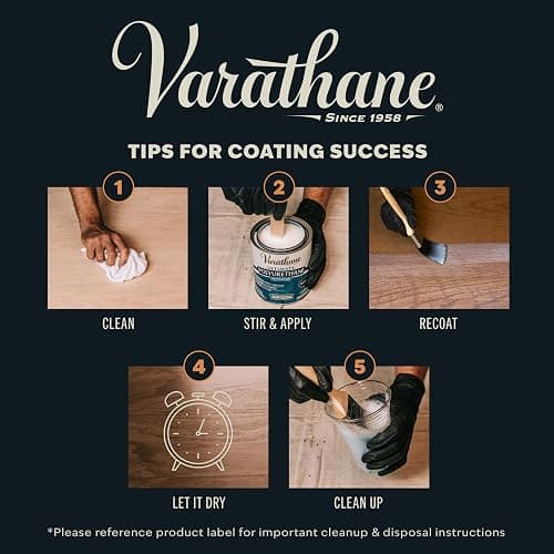 Varathane Water-Based Crystal-Clear Ultimate Polyurethane | Interior Wood Protection | Fast Dry Time | Easy Clean Up | Gloss | Half Pint thumbnail 6