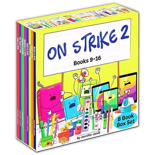 On Strike Box Set 2, Books 9-16: Books on Strike, Tablets on Strike, Paints on Strike, Play Dough On Strike, Markers on Strike, Highlighters on Strike, Sharpeners on Strike, Desks on Strike - Image 1