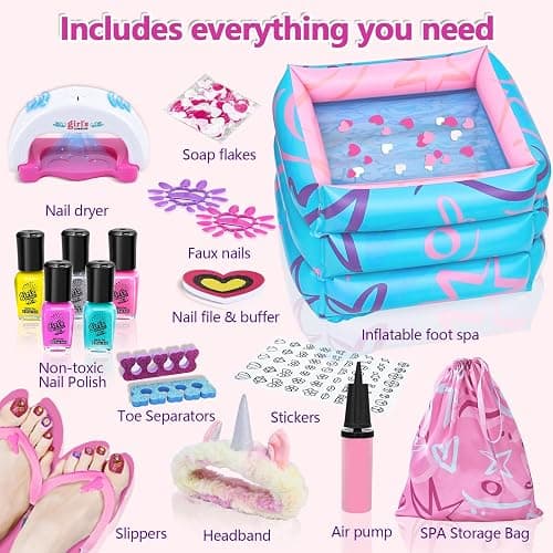 Kids Spa Kit for Girls, Foot Spa Day Kit for Girls, Girl Stuff for Manicures Pedicure, Nail Art Salon Kit Christmas Birthday Gift for 6 7 8 9 10-12 Years Old Girl thumbnail 2
